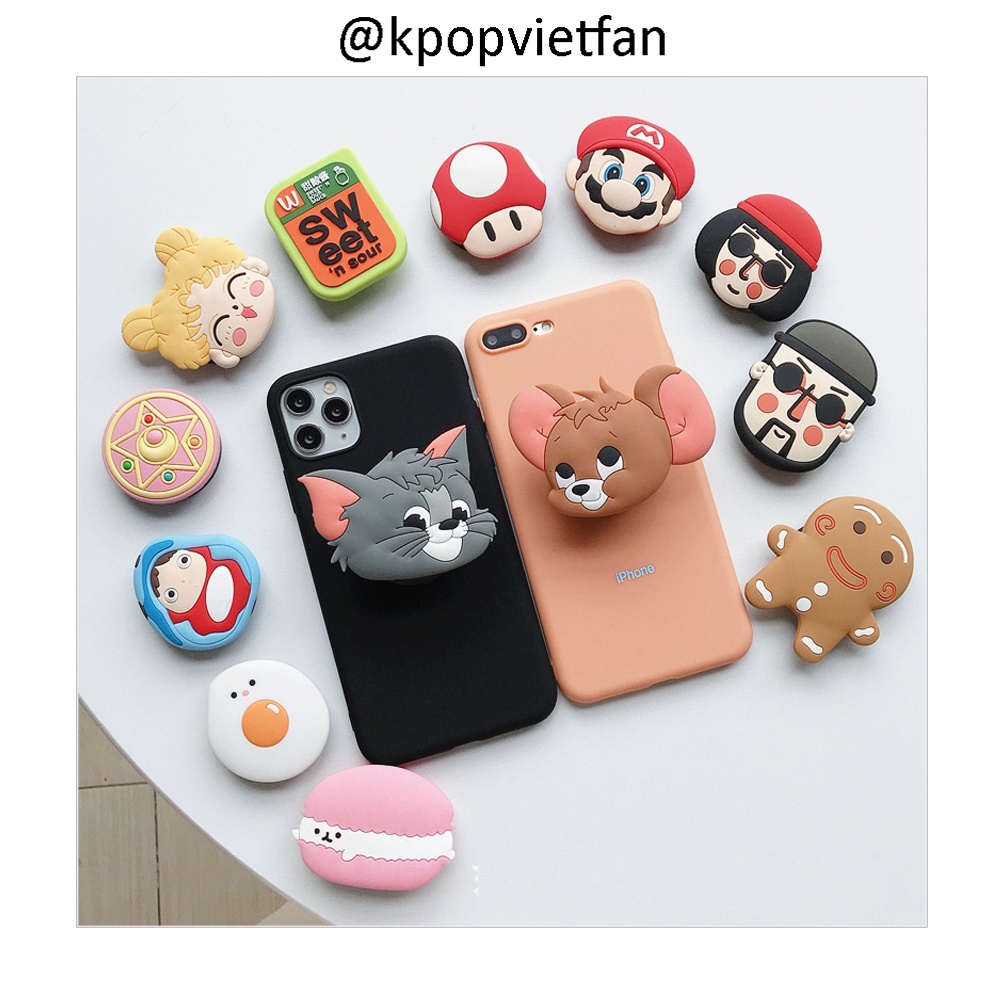 Kẹp điện thoại chống mỏi tay Popsocket chất liệu sillicon pop up cao cấp hình cool ngầu