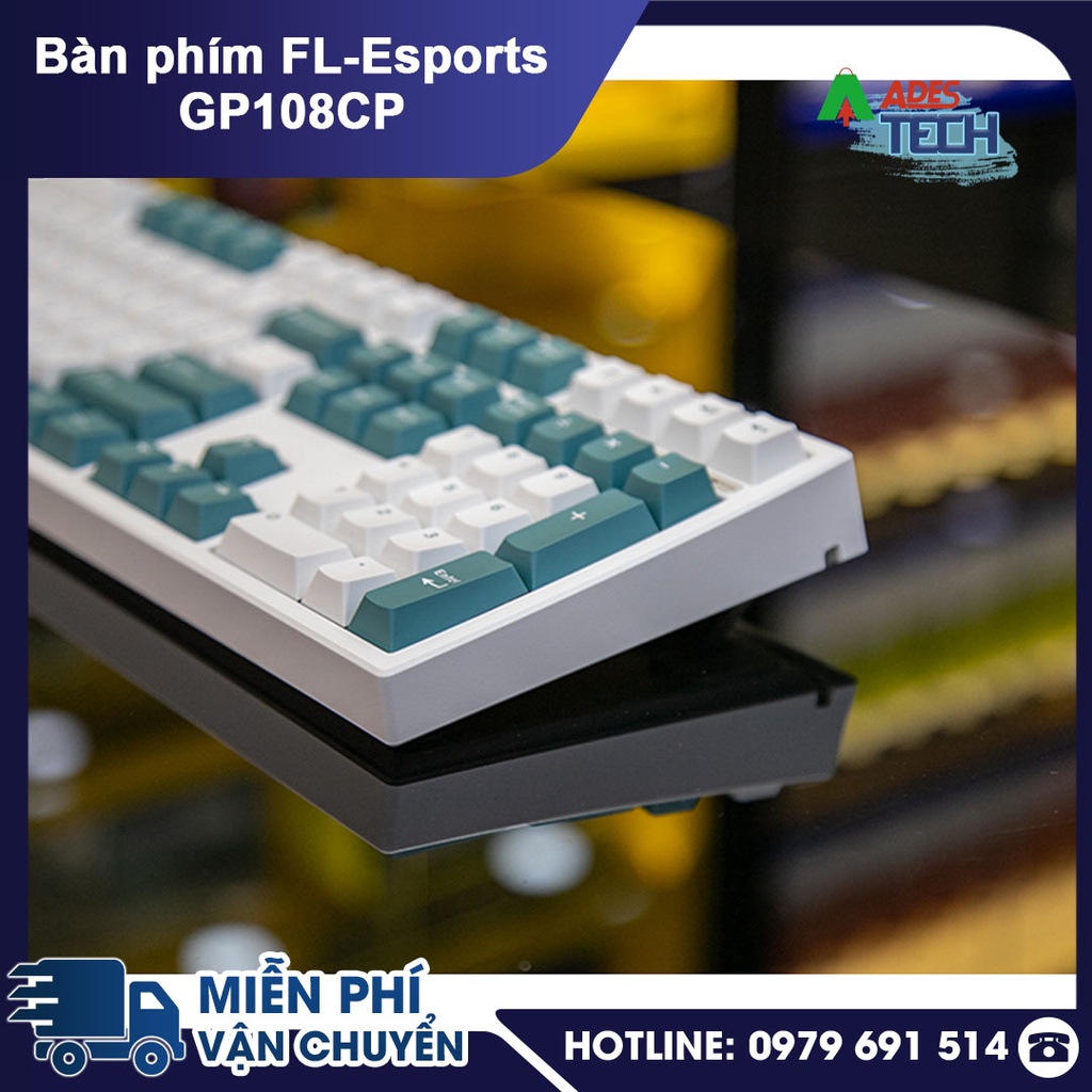 Bàn phím FLEsports GP108CP Aqua Green/ Blackish Green - Bàn phím cơ Switch Kailh Box cao cấp