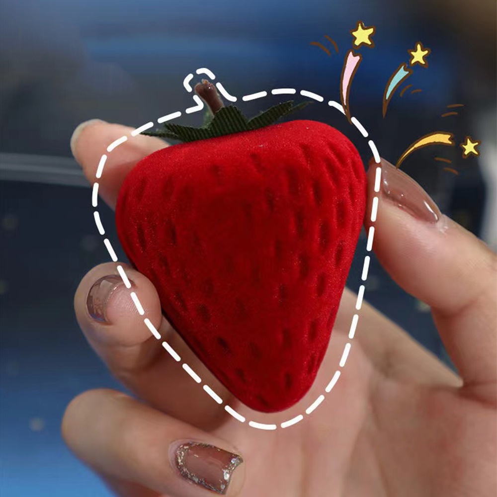 Nhẫn IF YOU vải nhung thắt nơ đính quả dâu tây phong cách cổ điển dành cho nữ