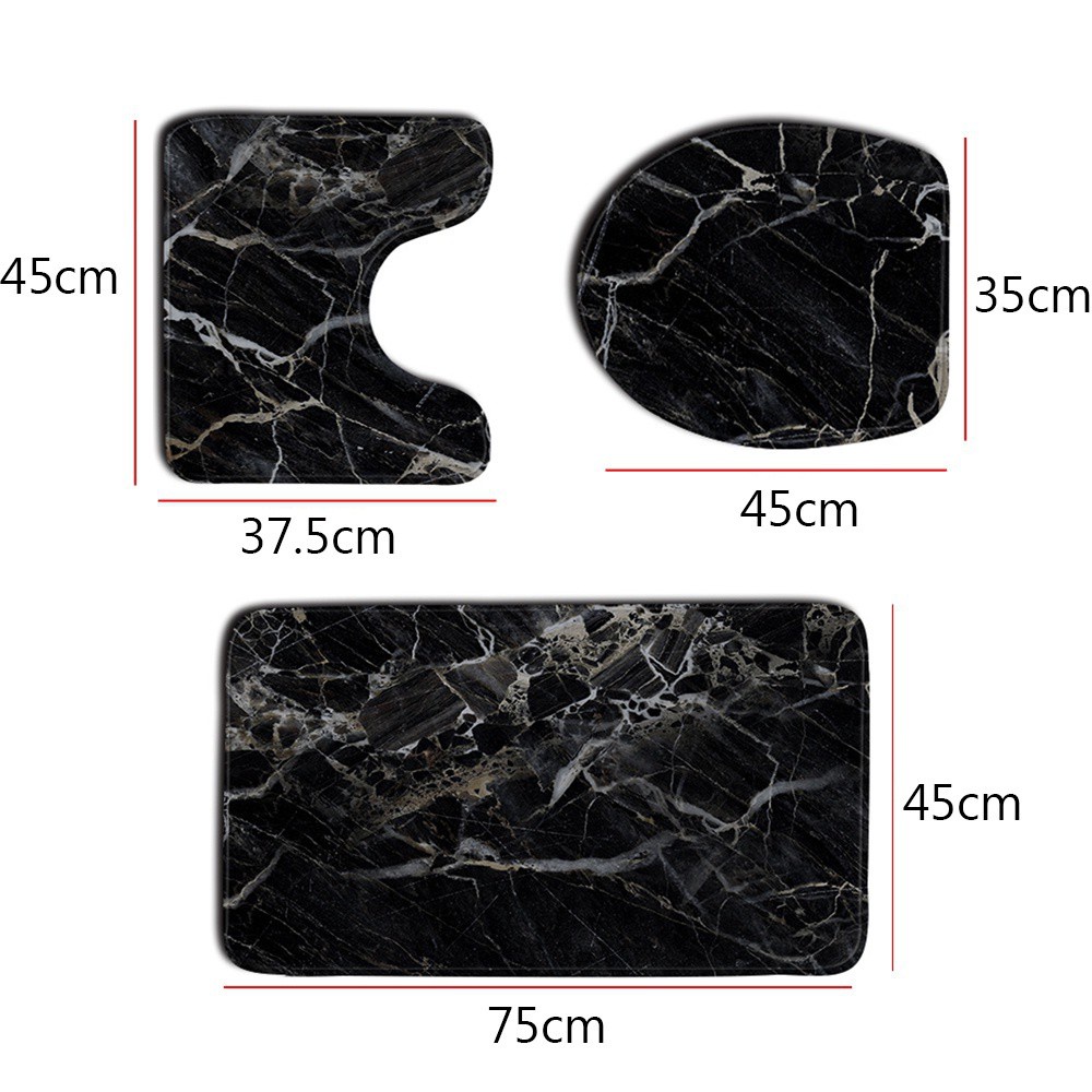 BEAUTY 3pcs New Bathroom Mat Set Home Decor Pedestal Rug Bath Mats Anti Slip Marble Pattern High Quality Washable Toilet Seat Lid Cover