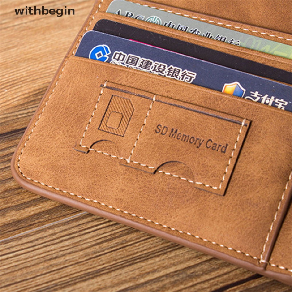 Ví Da Bò Gập Đôi Siêu Mỏng Đựng Thẻ Tín Dụng / Tiền Xu Có Thể Gập Lại Cho Nam