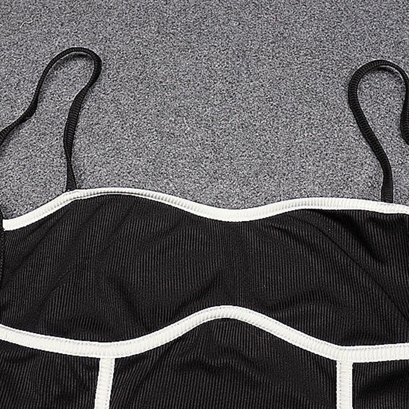 W[]-Women´s Bodysuit Contrast Panel Sleeveless Sling Design Open Back Slim Fit Summer Jumpsuit | BigBuy360 - bigbuy360.vn