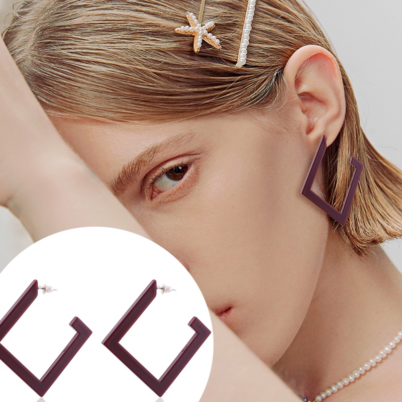 Bông Tai Dạng Xỏ Hình Học Bằng Acrylic Nhiều Màu Độc Đáo Hoops