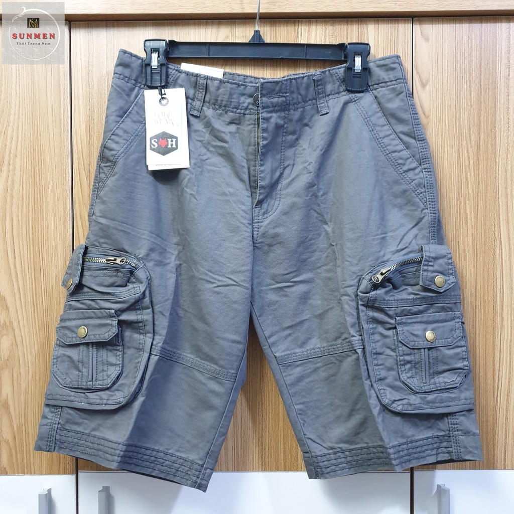 [HCM] Quần Short Nam Kaki Lửng 6 Túi Cao Cấp Túi Hộp Đai Nịt From Rộng Thoải Mái Có Túi Khóa Kéo SUNMEN Size Từ 29 - 36
