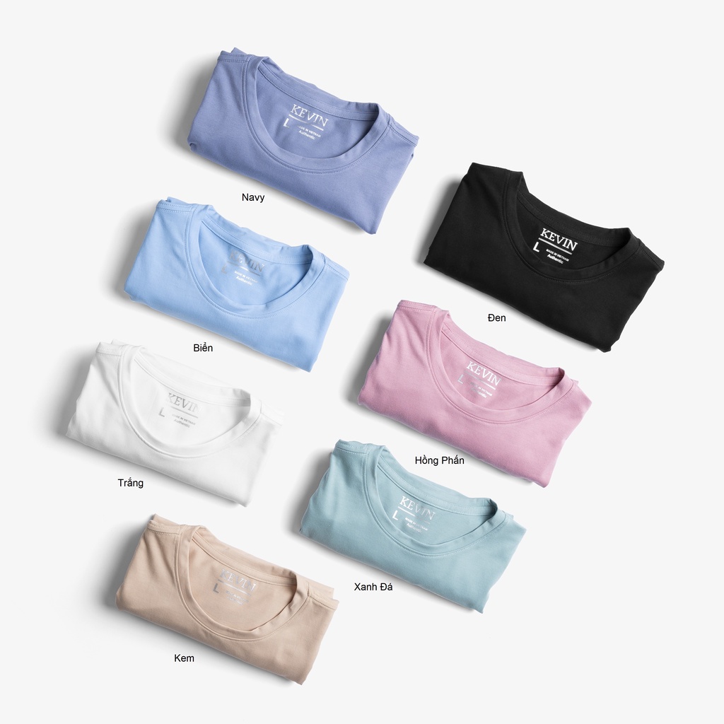 Áo thun nam cổ tròn KEVIN co giãn,dày dặn, form regular fit