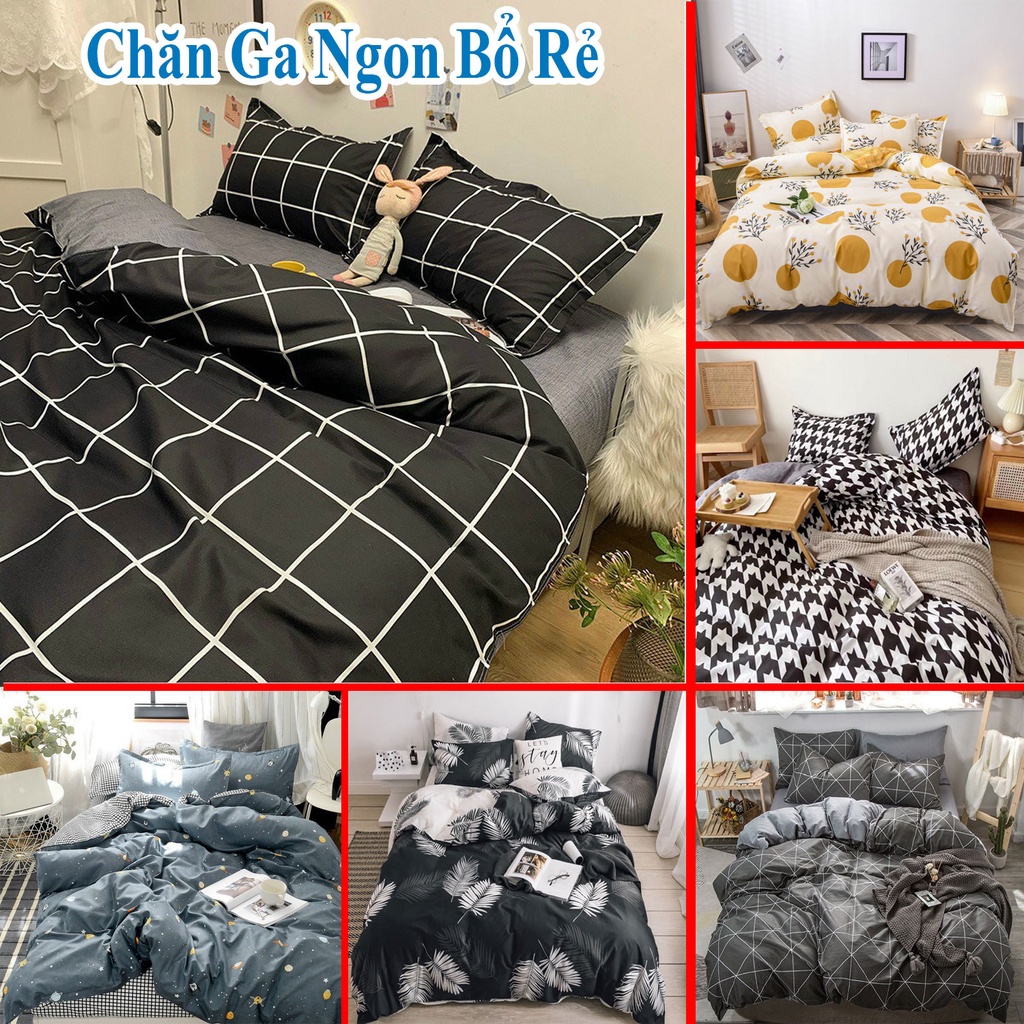 Bộ chăn ga gối trải giường 1m6 1m8 cotton poly, HUTA bộ vỏ chăn ga gối đệm mềm mịn, thoáng mát không kèm ruột