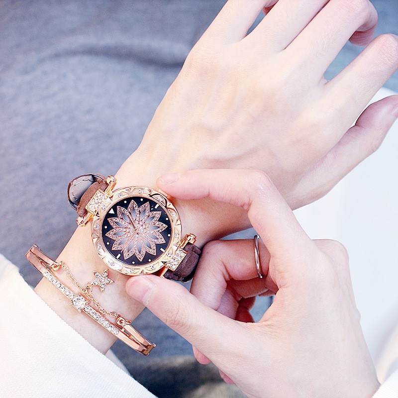 Đồng hồ thời trang nữ Candycat mặt hoa đính đá siêu đẹp F91 - MS21