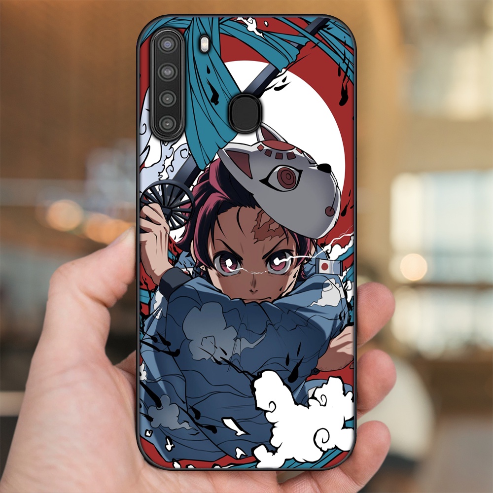 Ốp lưng Samsung A21 viền đen in hình Tanjiro Kimetsu No Yaiba