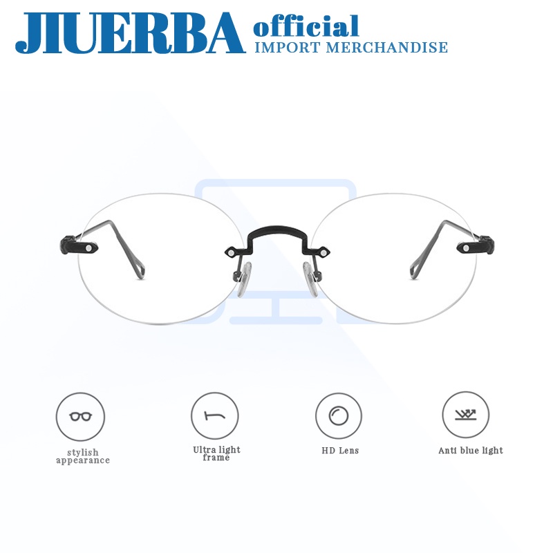 Kính mắt JIUERBA gọng oval siêu nhẹ chống tia bức xạ thời trang cho nam và nữ