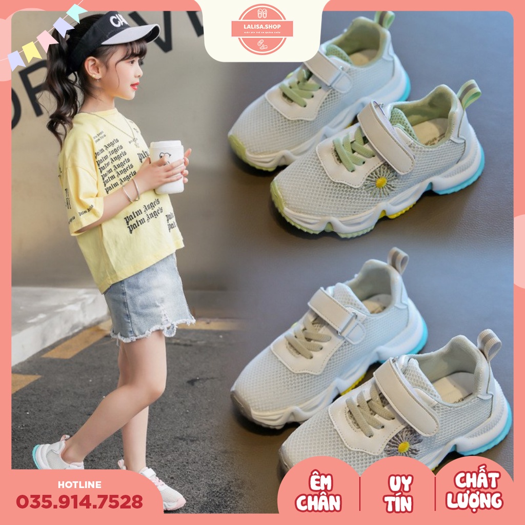 [Hàng chính hãng] Giày Thể Thao, Giày Sneaker Hoa Cúc, Phối Lưới Đế Màu, Thời Trang Phong Cách LALISA, Size từ 26 - 30