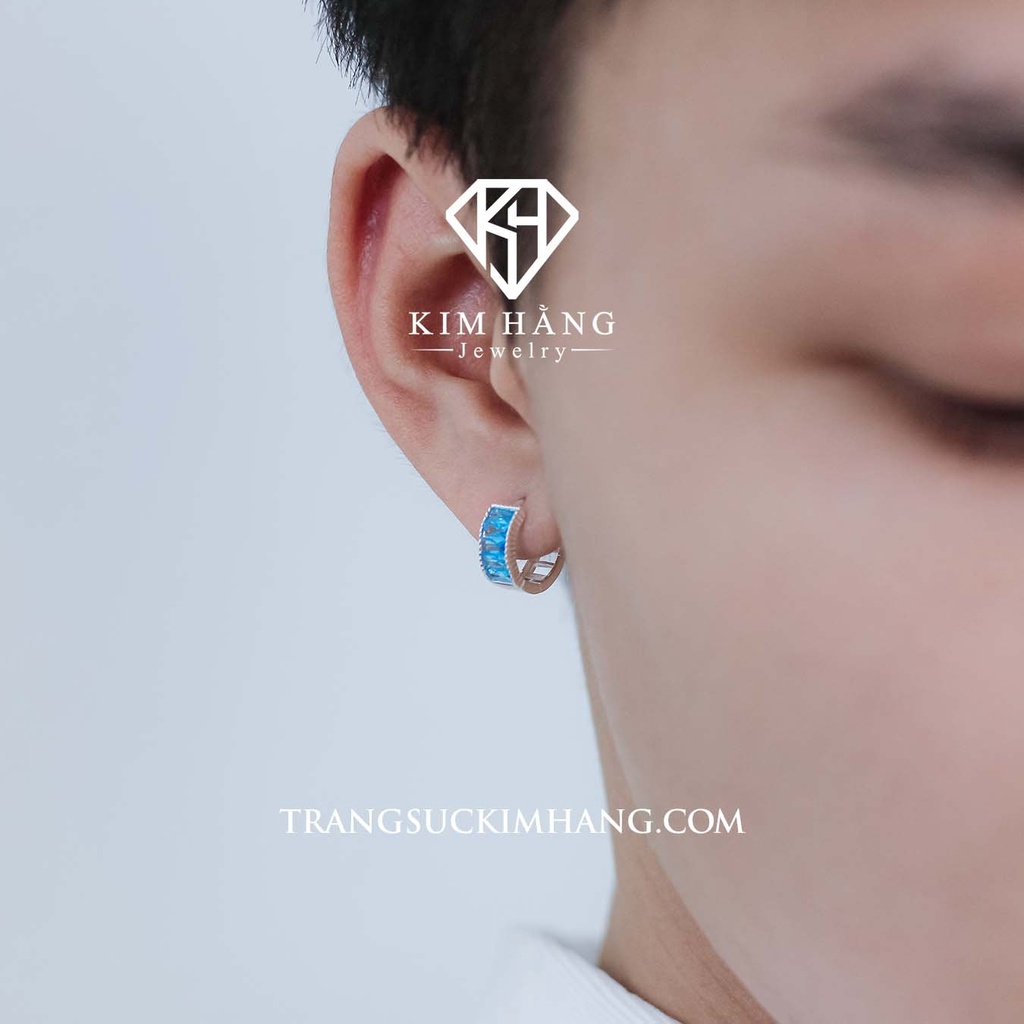 Khuyên Tai BẠC Thiết Kế Đá Baguette XANH KHJER02