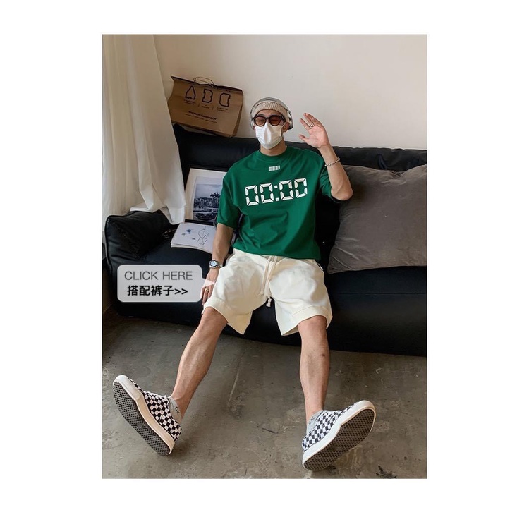 Áo Thun UNISEX Nam Nữ 0 GIỜ 0 PHÚT màu xanh lá dáng rộng