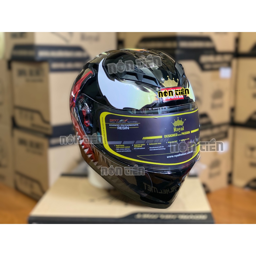 Mũ Full Face 2 Kính Royal M266 bản tem VENOM V1 cực đẹp, MUA 1 mũ  TẶNG 1 quà , Bảo hành 12 tháng