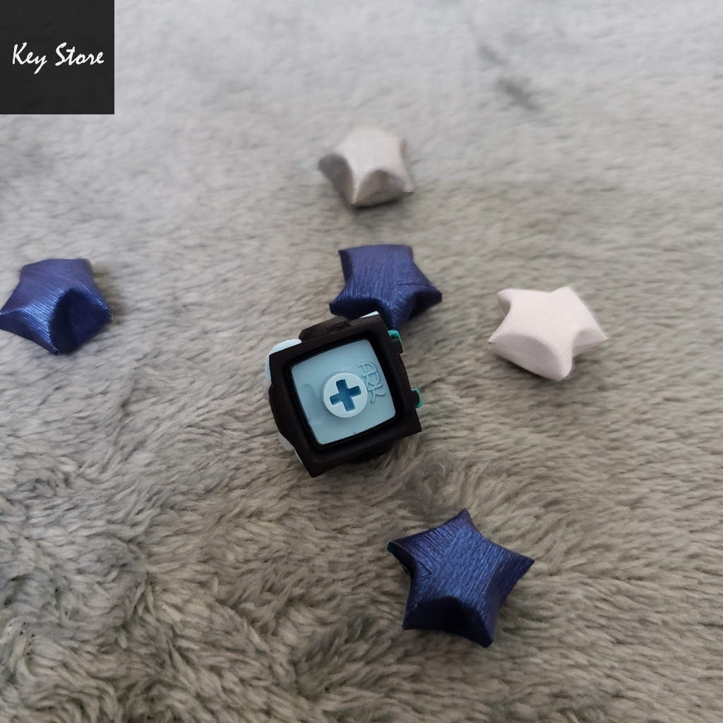 Nút bàn phím cơ artisan keycap sirius màu xanh tím kính phản quang