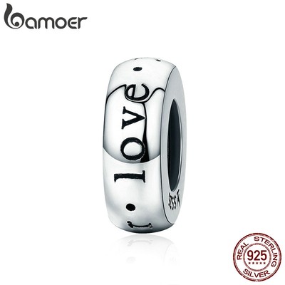 Hạt charm Bamoer khắc chữ LOVE độc đáo