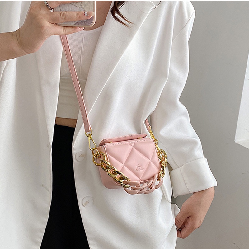 Túi Đeo Chéo Hình Vuông Cỡ Nhỏ Bằng acrylic Phối Dây Xích Thời Trang Cho Nữ