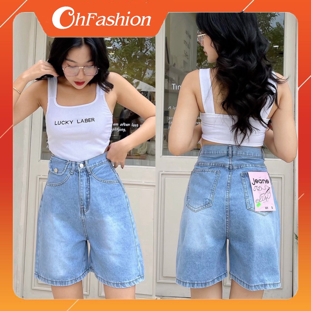 Quần Short Jeans Nữ Cao Cấp Túi Nắp Nhiều Màu Xinh Xắn OHS7061