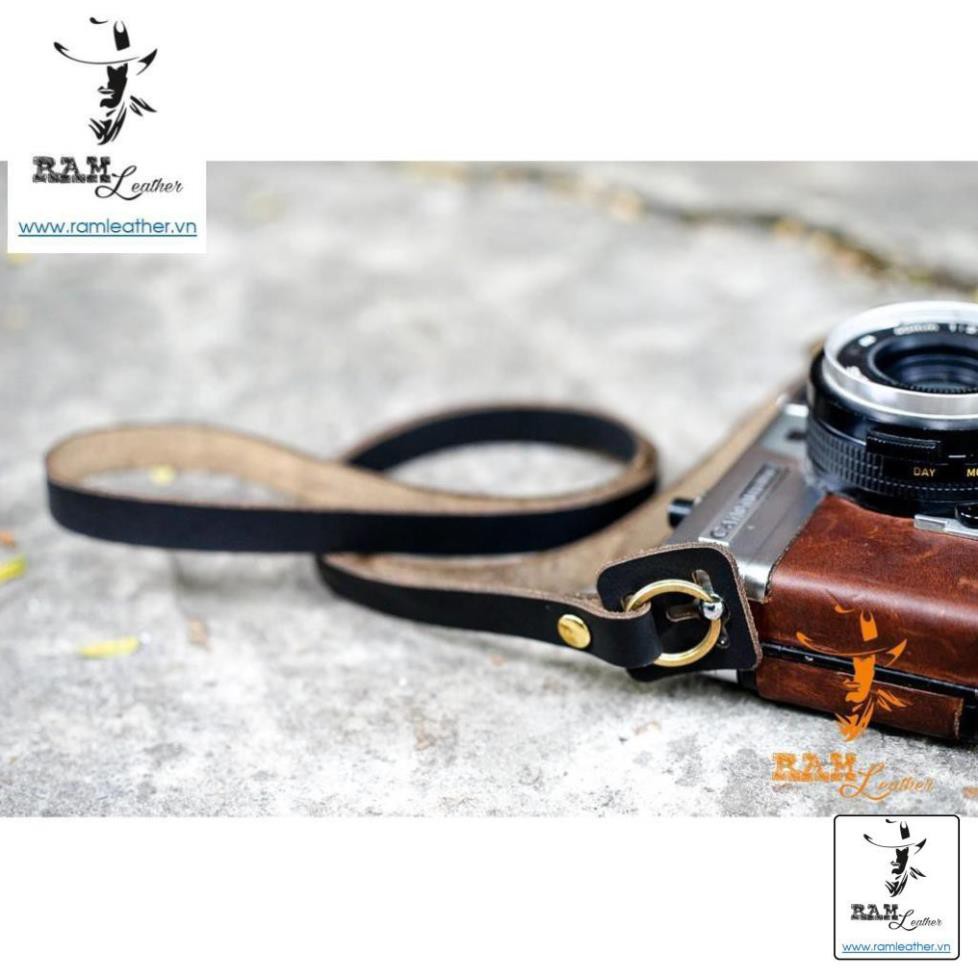 DÂY MÁY ẢNH DA BÒ ĐEN MỘC MẠC VINTAGE – RAM A2 BLACK ,