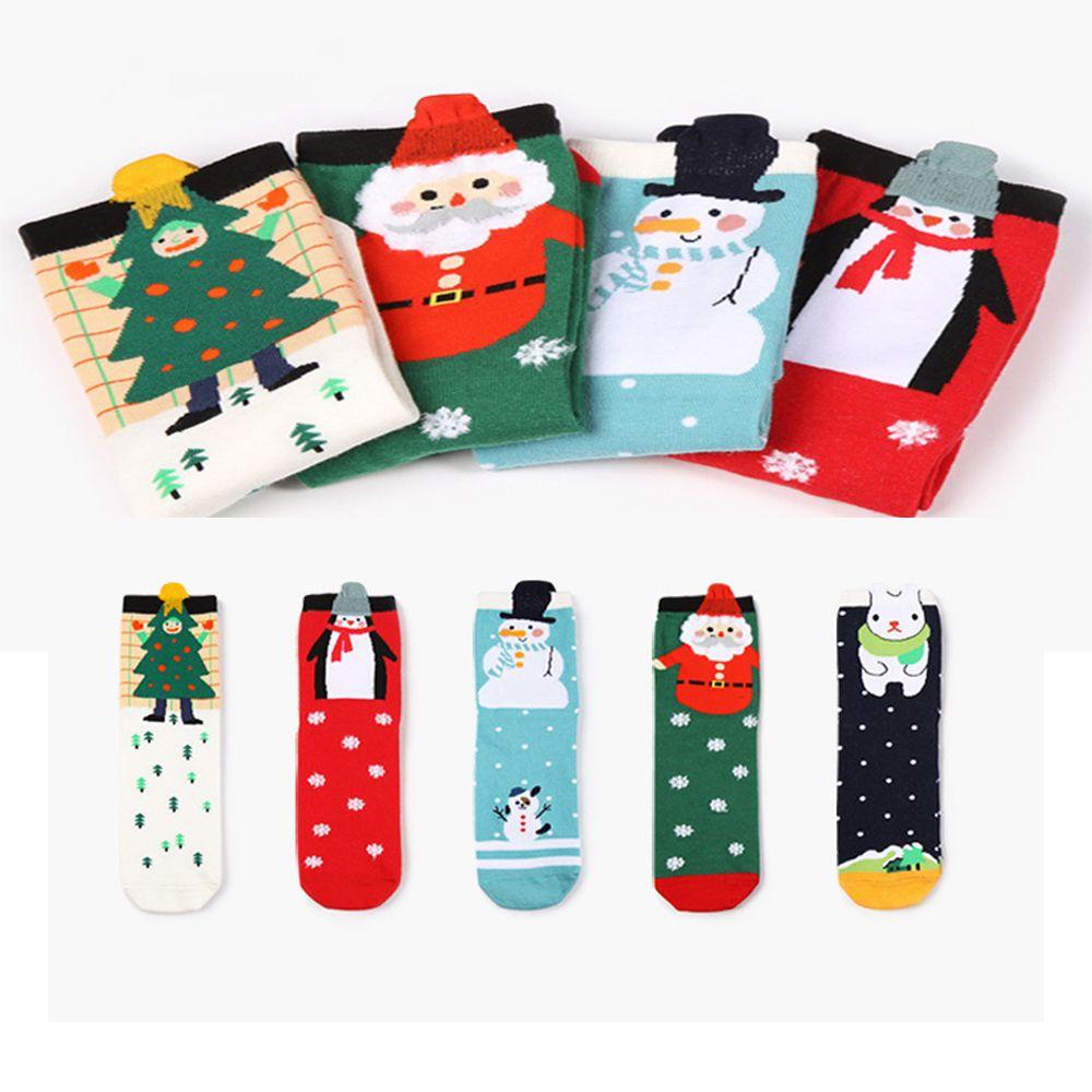 Tất Nữ In Họa Tiết Giáng Sinh Hoạt Hình Dễ Thương