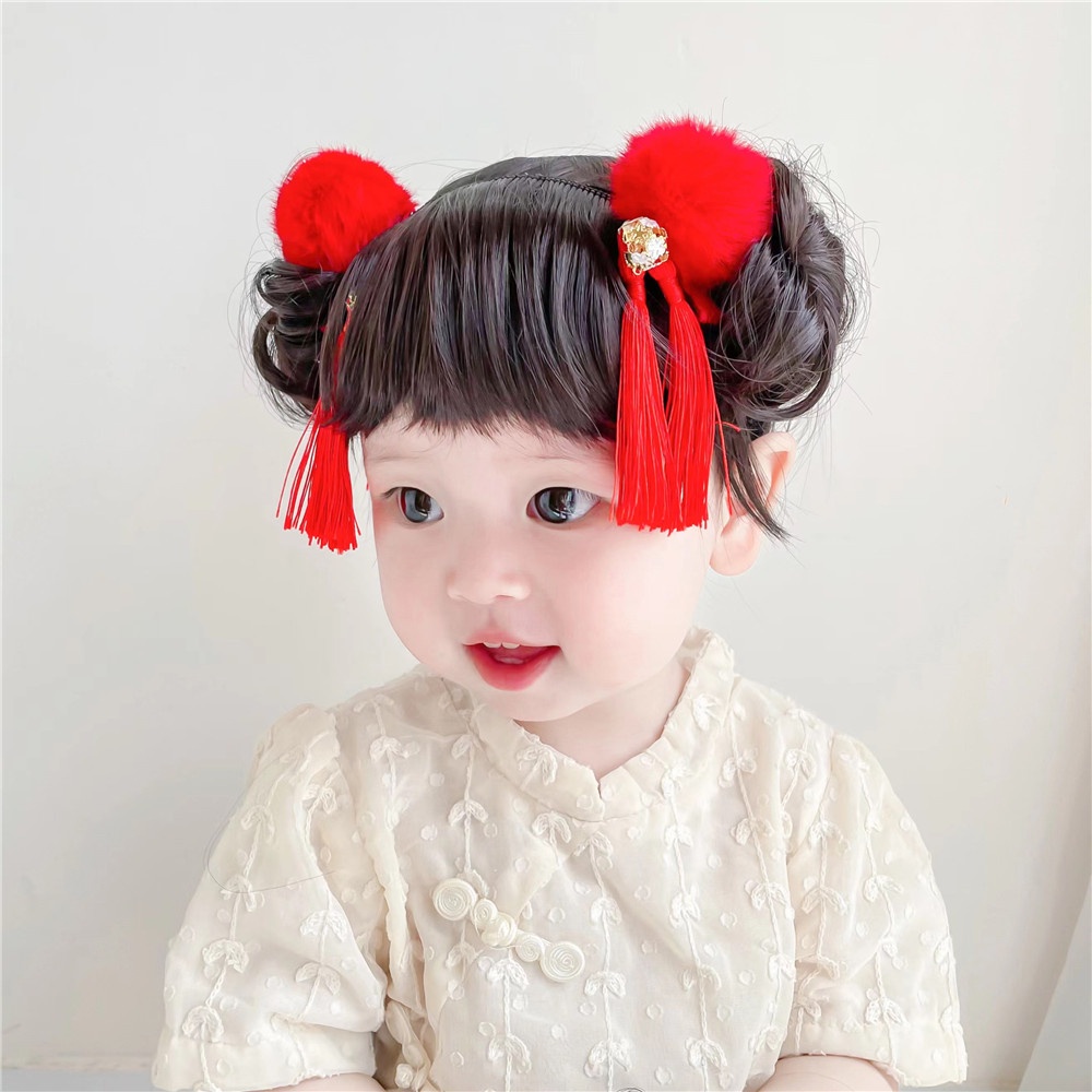 Tóc Giả Cài Tóc Mái Ngang Dễ Thương Cho Bé Gái