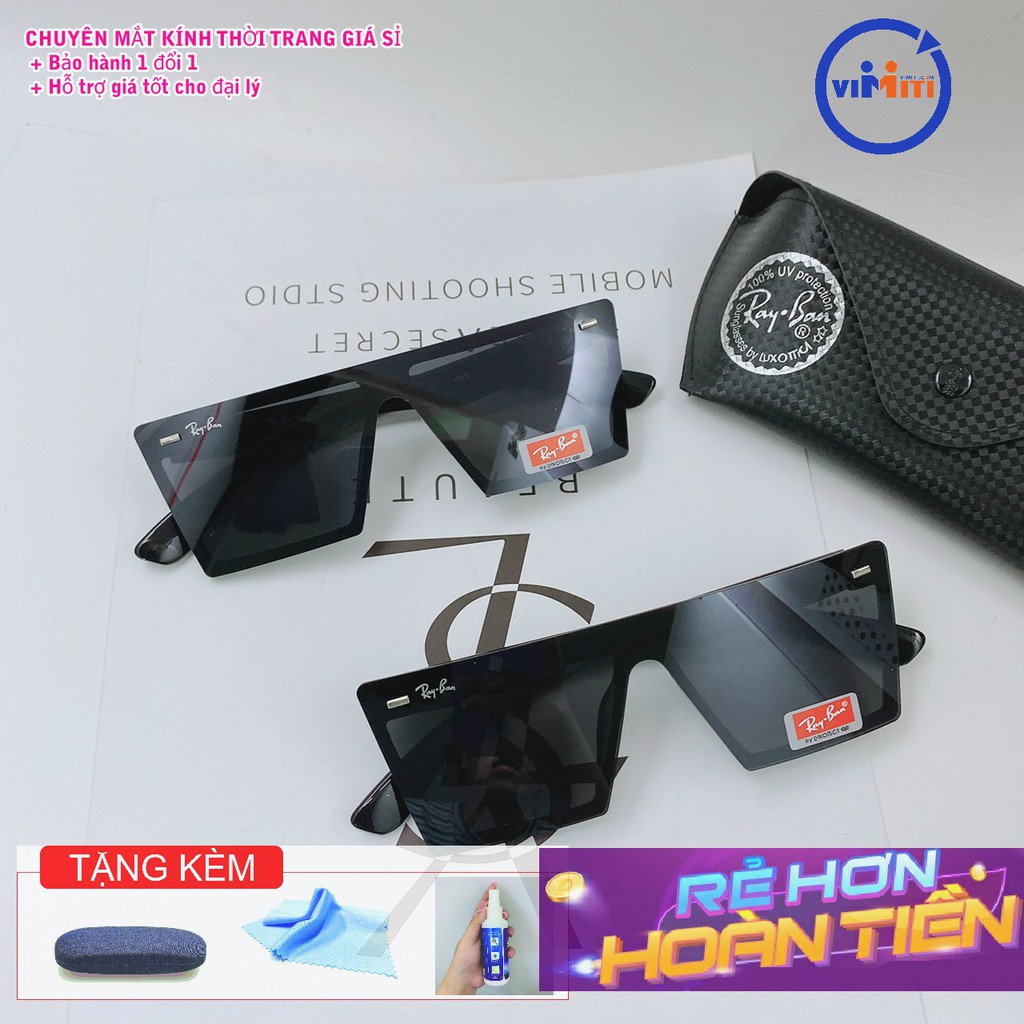 Kính thời trang nam Rayban gọng vuông mẫu mới 2021, tròng chống tia uv 400