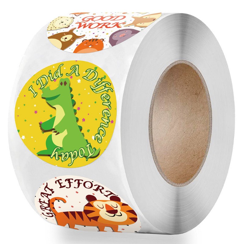 Cuộn 500 miếng dán trang trí sổ tay hình động vật hoạt hình