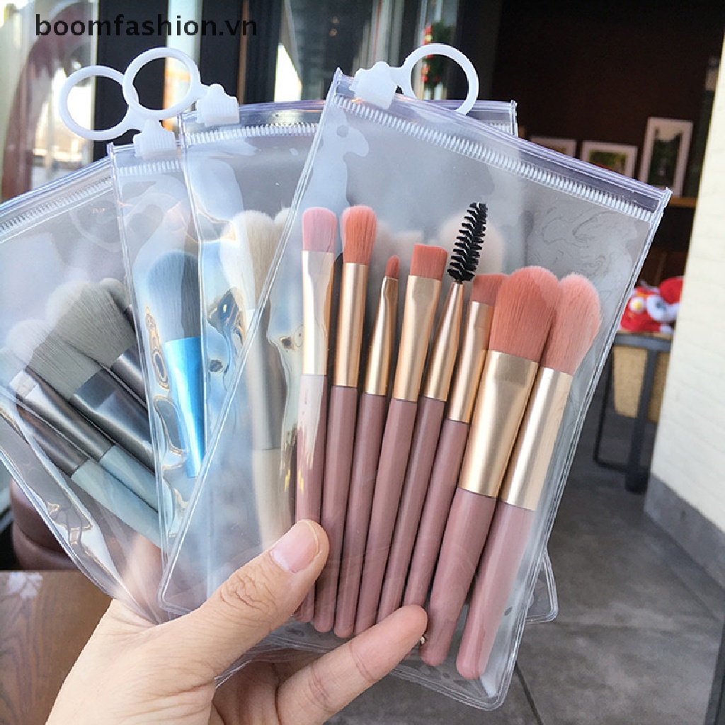 Set 8 Cọ Trang Điểm Mini Tay Cầm Mềm Mại Tiện Dụng Cho Người Mới Bắt Đầu