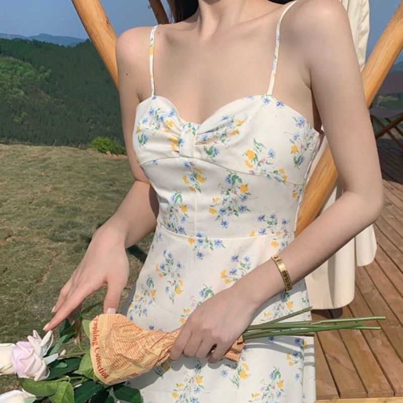 Đầm hoa không tay thời trang Hàn Quốc 2021 cho bạn nữ