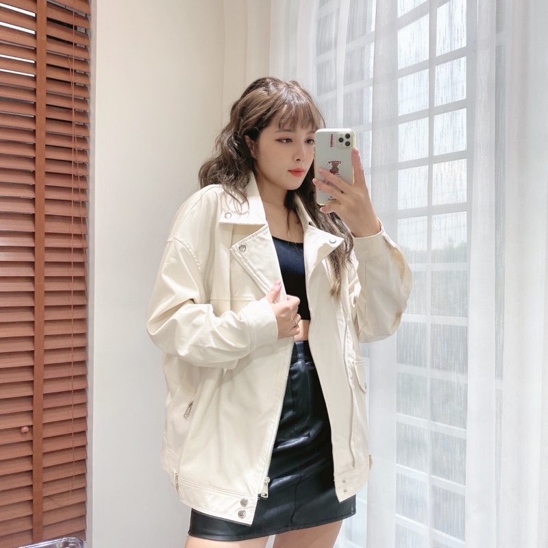 Áo khoác da LEA JACKET Byjolie da mềm dày dặn lót lụa