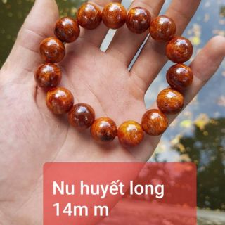 Vòng tay nam gỗ nu huyết long hạt tròn 14 m m