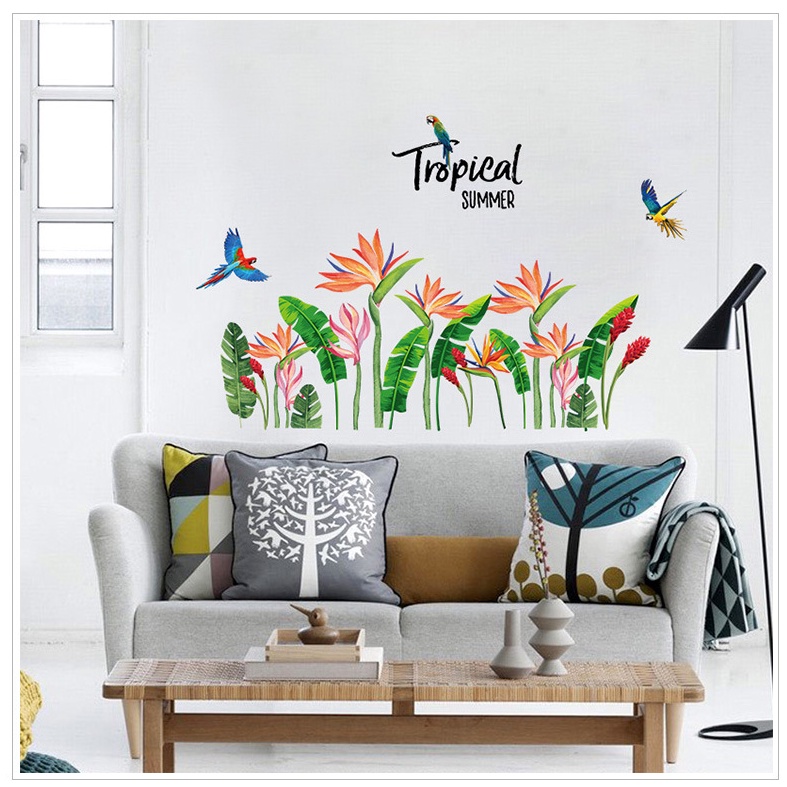 TRANH DECAL DÁN TƯỜNG DECOR PHÒNG NGỦ,PHÒNG KHÁCH SPA CÂY HOA CHUỐI -TRANH DÁN TƯỜNG TRANG TRÍ 3D HÀN QUỐC
