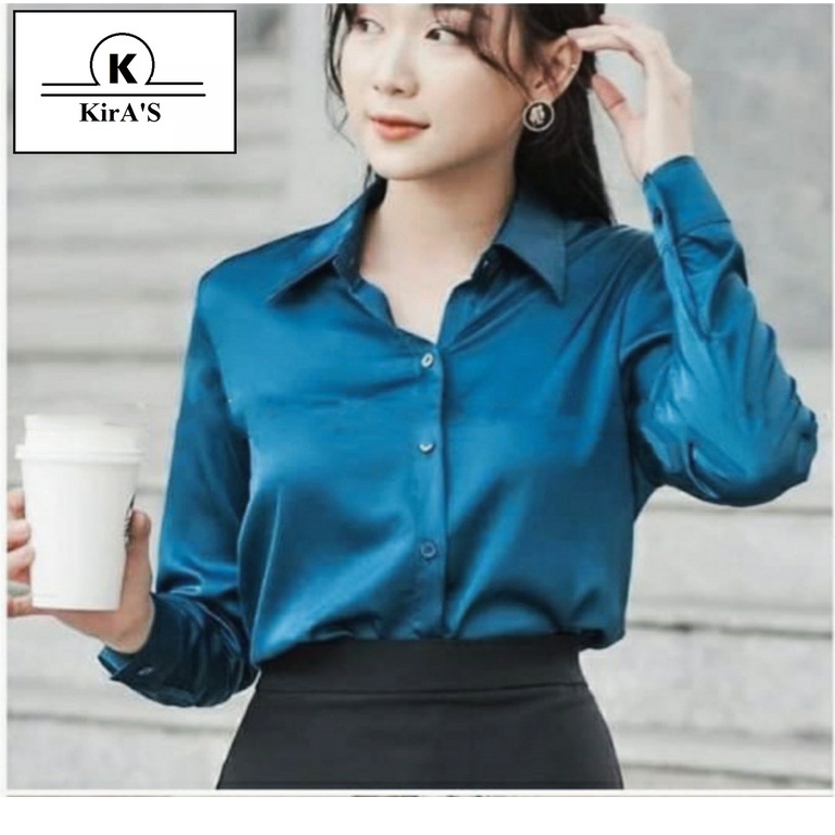 ÁO SƠ MI TRƠN LỤA SATIN 5 MÀU CỰC XINH AM76