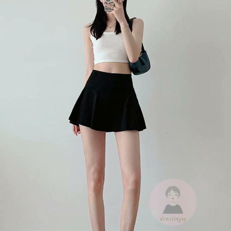 Chân Váy Ngắn Lưng Cao Màu Sắc Trơn Thời Trang Cho Nữ