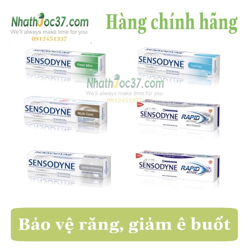 Kem đánh răng Sensodyne trắng sáng Gentle whitening 100g trắng răng, giảm ê buốt