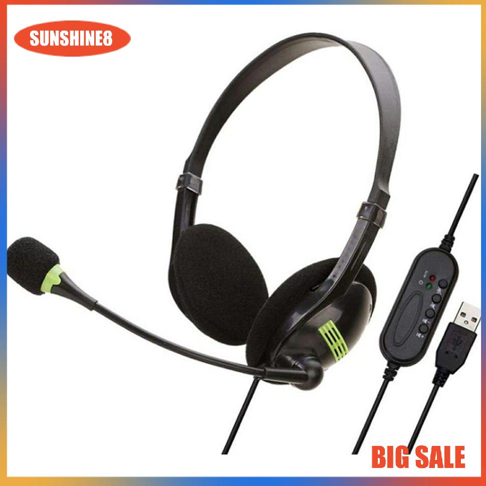 【SUN】USB Headset With Mic Multi-Key Control 3.5mm Call Center Corded Headphones