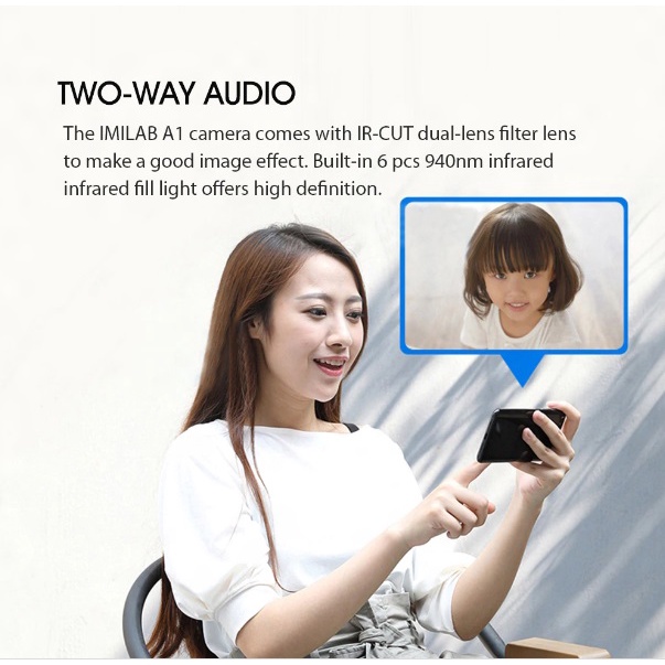 Camera giám sát 2K quay 360 độ Imilab A1 - Bản Quốc tế - Hàng Chính hãng - Camera chống trộm - Có báo khóc