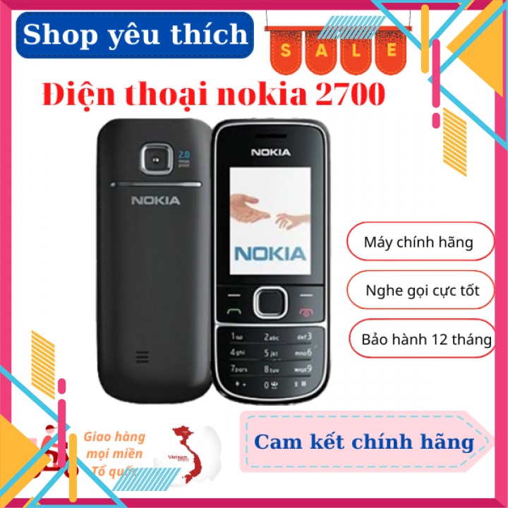Điện thoại độc cổ nokia 2700 giá rẻ main zin chính hãng-Bảo hành 12 tháng
