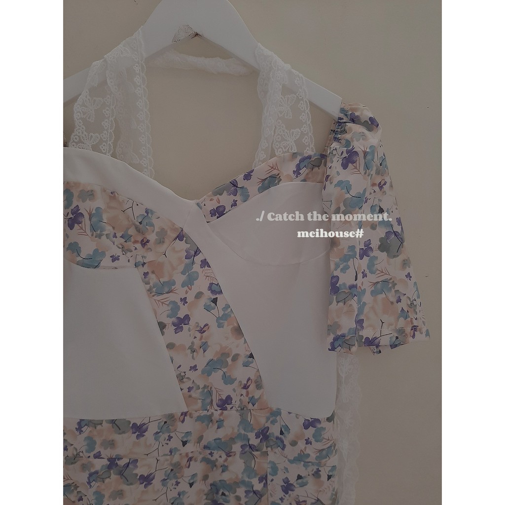 Đầm Dài Trễ Vai Họa Tiết Hoa Nhí Phong Cách Trẻ Trung Năng Động