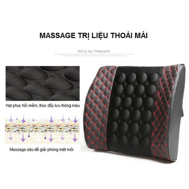 Gối tựa lưng ô tô massage -  Đệm lưng ghế mát xa xe hơi