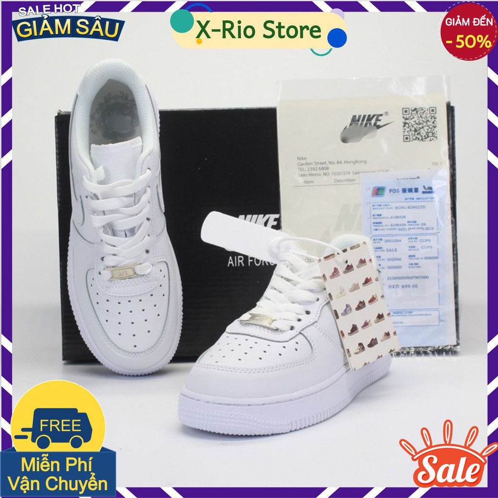 Giày thể thao AF1 [Chuẩn 11] màu trắng , đế cao 3cm , size 36-44  AF1 trắng full box- X-Rio Store