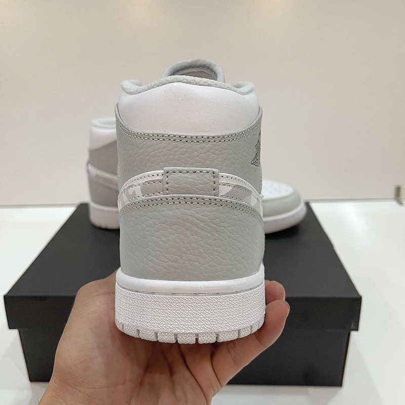 Giày JORDAN 1 MID GREY CAMO WHITE - Fullbox, giầy sneaker nam nữ xám trắng cao cổ