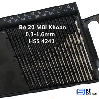 Bộ 20 Mũi Khoan 0.3-1.6mm