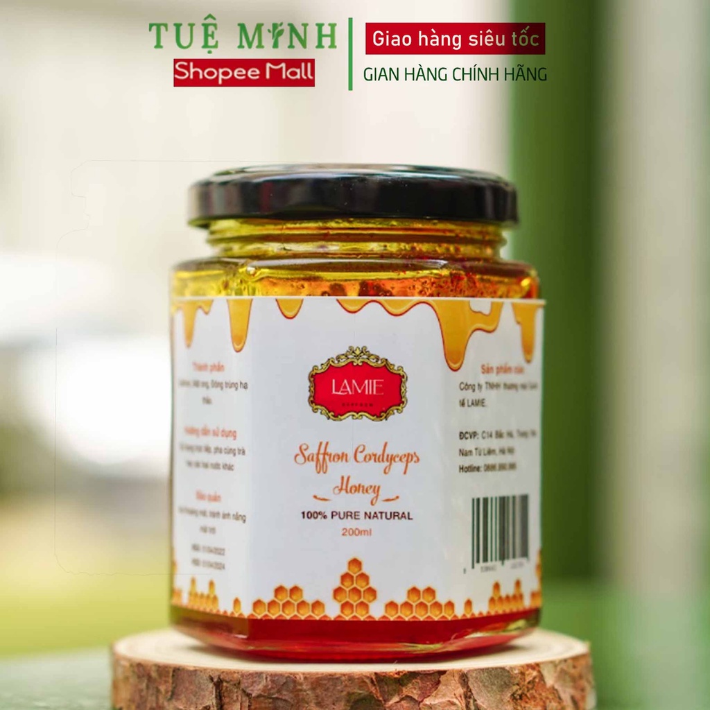 Đông trùng hạ thảo ngâm Saffron mật ong hàng nhập khẩu có đủ kiểm nghiệm và công bố thương hiệu Lamie lọ 200ml