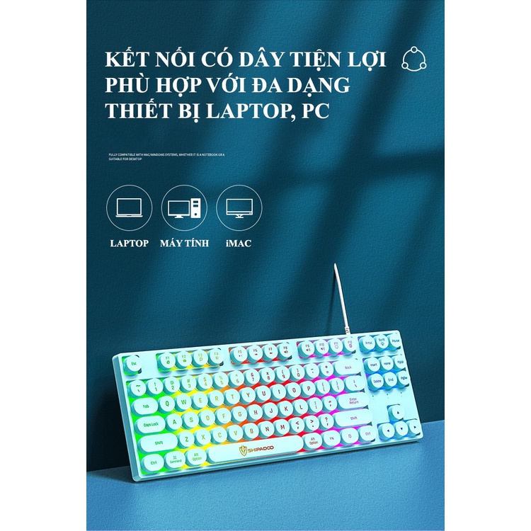 Bàn phím giả cơ SHIPADOO K87 NÚT VUÔNG / TRÒN đèn led 7 màu thiết kế kiểu dáng phím mini size vô cùng nhỏ gọn - VL