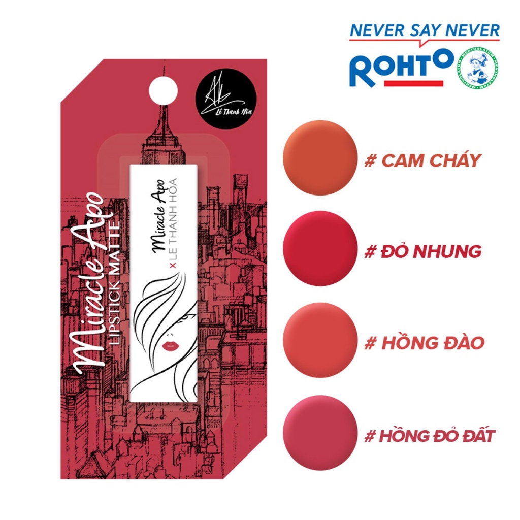 Son lì Miracle Apo Lipstick Matte x Lê Thanh Hòa Cosmopolitan 4g (Hồng đỏ đất)Son lì