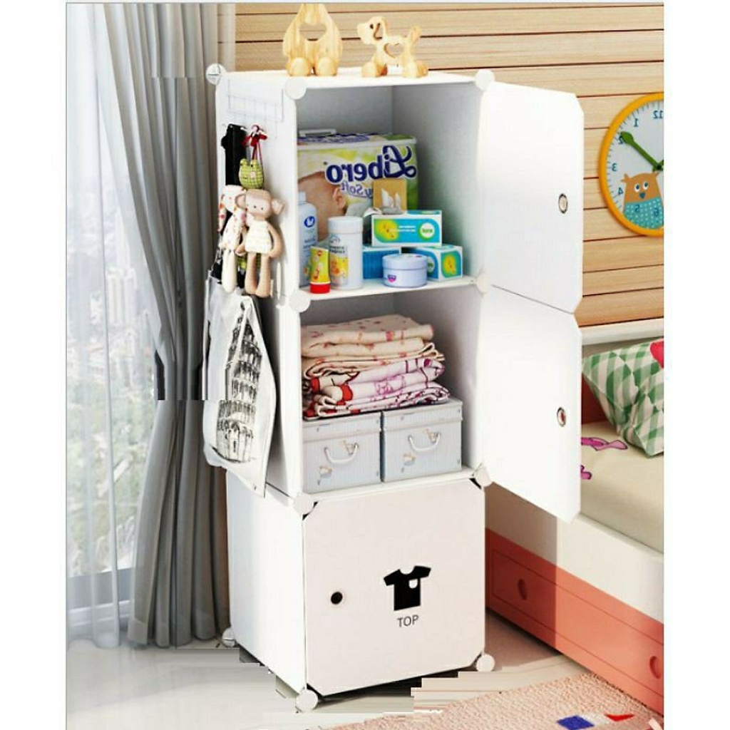 Tủ quần áo - Tủ nhựa lắp ghép 3 ô để quần áo đa năng sâu 45cm