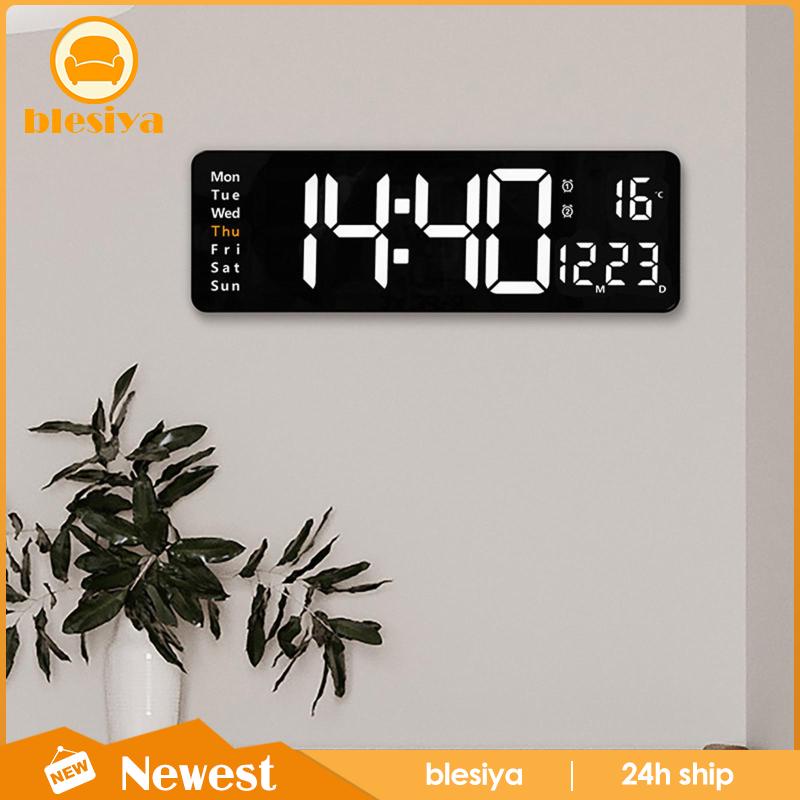 [Blesiya] Đồng Hồ Điện Tử Treo Tường Hình Chữ Nhật Hiển Thị Nhiệt Độ Yên Tĩnh