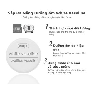 Sáp dưỡng môi Vaseline (dưỡng tái tạo da Ziaja White Vaseline) 30ml