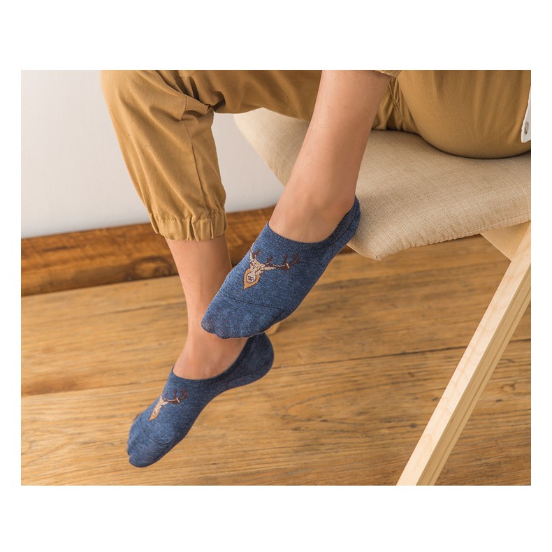 Set 5 Tất lười nam chống trượt Combo 5 Vớ ẩn nam Màu trơn Cotton