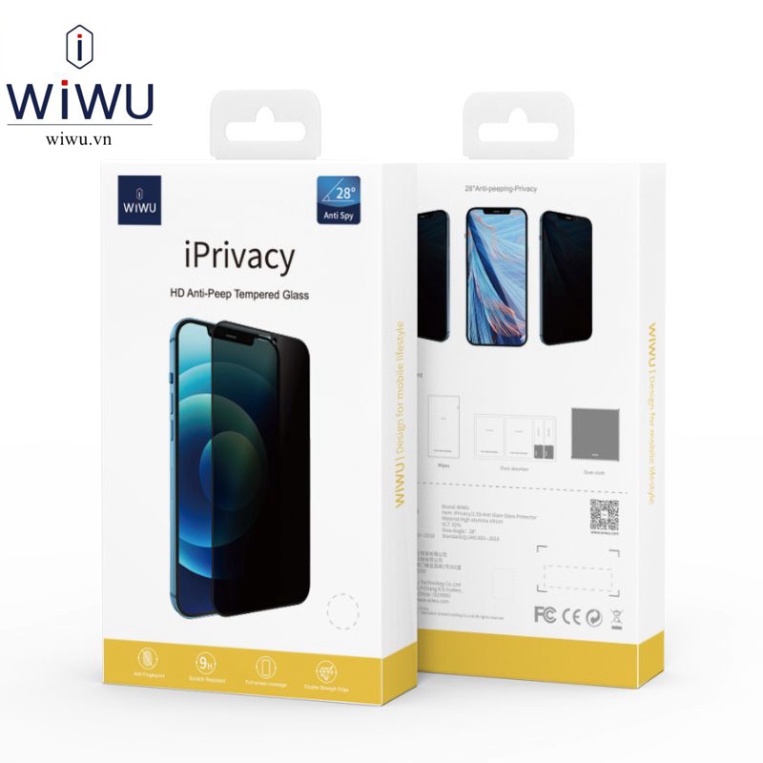 WIWU Iprivacy– Kính cường lực chống nhìn trộm dành cho 13 Pro Max, 13, 13 pro. Cao Cấp bảo vệ Full màn hình